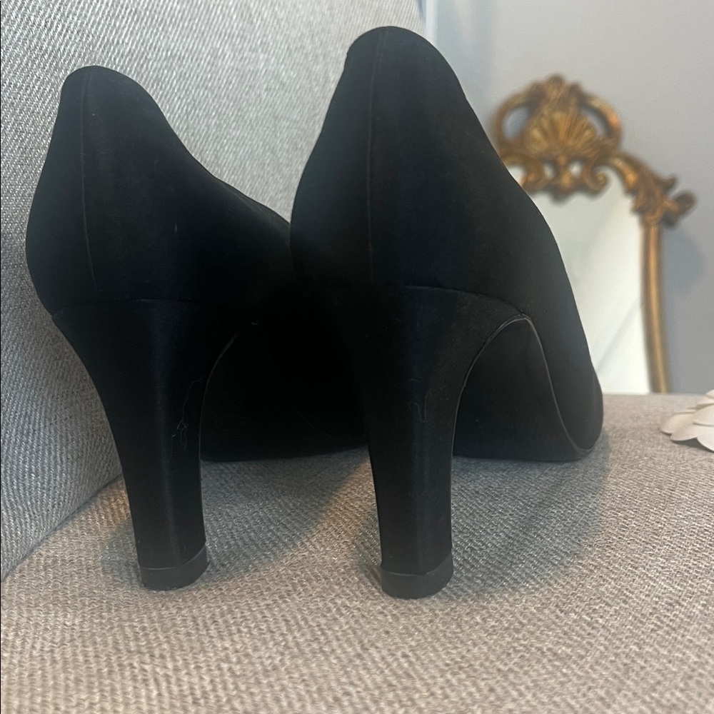 CHANEL Vintage CC Lovo Silk Black Pumps High Heel Shoes - Picture 4 of 15